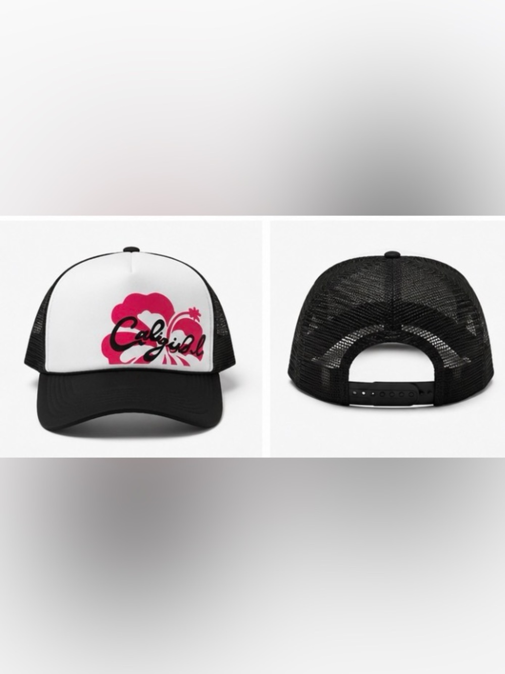 Caligirl Women’s Trucker Hat Mesh Snapback Beach Cap Adjustable Hibiscus NEW